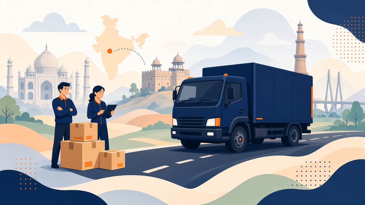 Illustrated DelivIndia cargo delivery across India